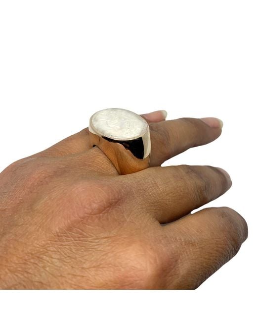 Tg-Jewellery by Tamara Gervasio White One Of A Kind Cocktail Ring With Mother Of Pearl Ceramic Enamel