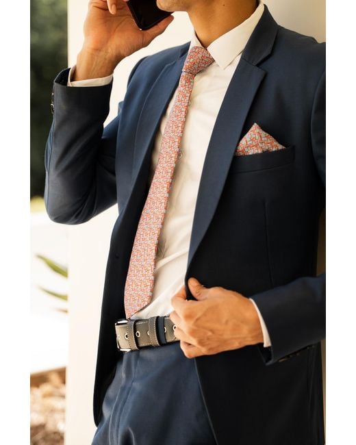 Neightiv Purple Tie And Pocket Square Set- Bits Harmony for men
