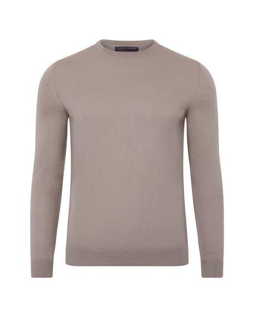 Paul James Knitwear Gray Superfine Matteo Merino Silk Crew Neck Jumper for men