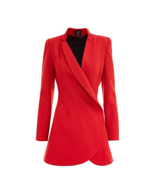 AVENUE No.29 Red Asymmetric Double Breasted Wool Blazer