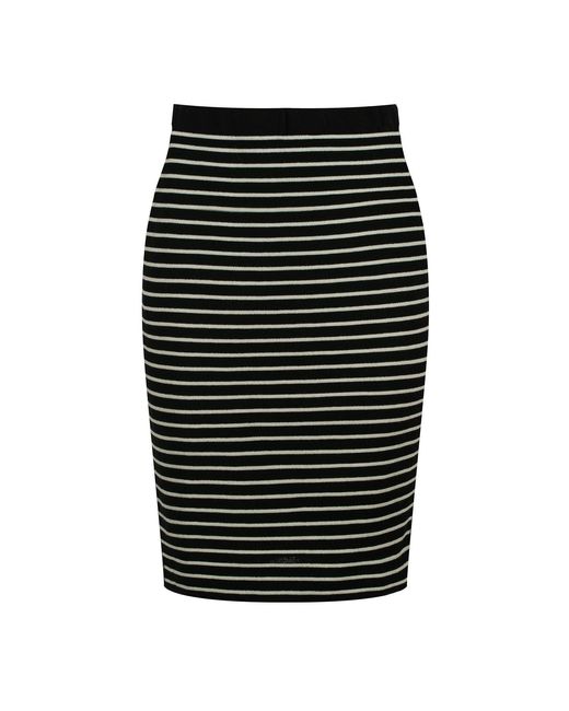 Conquista Black Striped Pencil Skirt