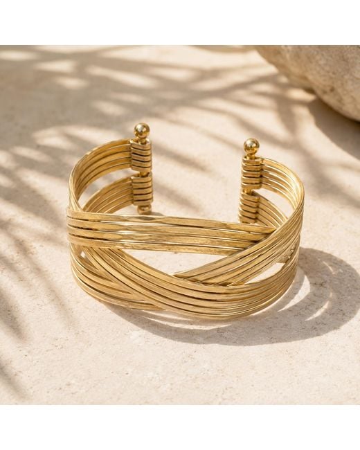 Rare Matters Jewelry Metallic Hammered Braided Brass Wire Cuff Bracelet