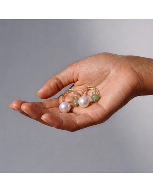 seree Metallic Ana Pearl And Jade Thread Earrings