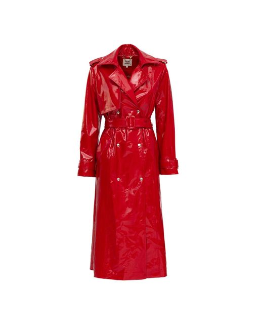 Julia Allert Synthetic Fashion Red Lacquered Trench Coat | Lyst