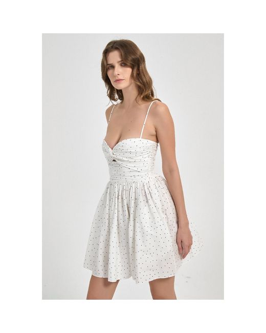 NUAJE NUAJE White Reverie Twist Front Ruched Cotton Mini Dress