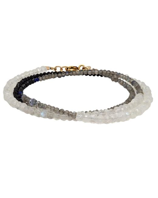 Lori Kaplan Design Metallic Triple Wrap Monochromatic Moonstone, Labradorite, Spinel Bracelet Or Necklace