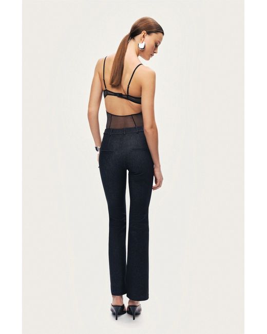 Nocturne Black High-Rise Tailored Straight-Leg Pants
