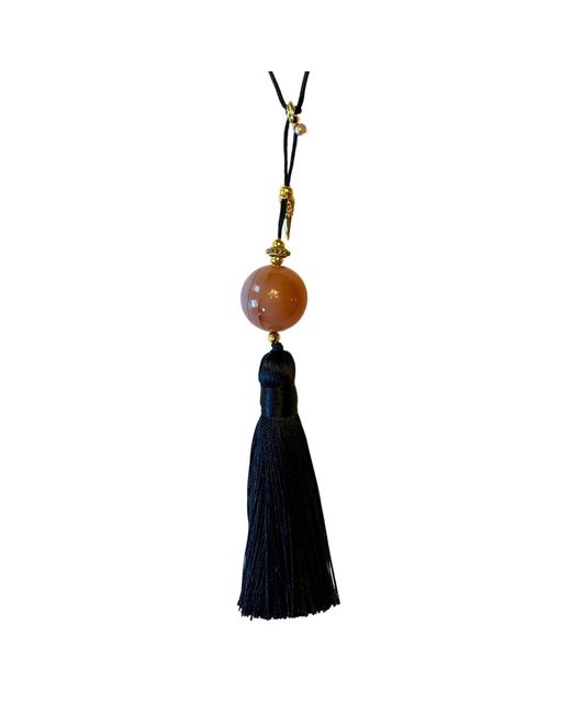 Babaloo Black Nocturne Rose Quartz Tassel Pendant Necklace
