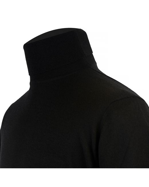 DAVID WEJ Black Harry Merino Wool Roll Neck Sweater for men