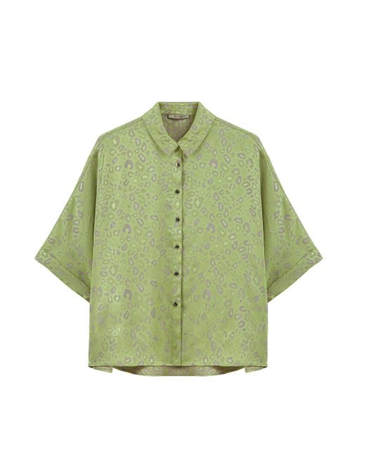 Nocturne Green Leopard Print Shirt