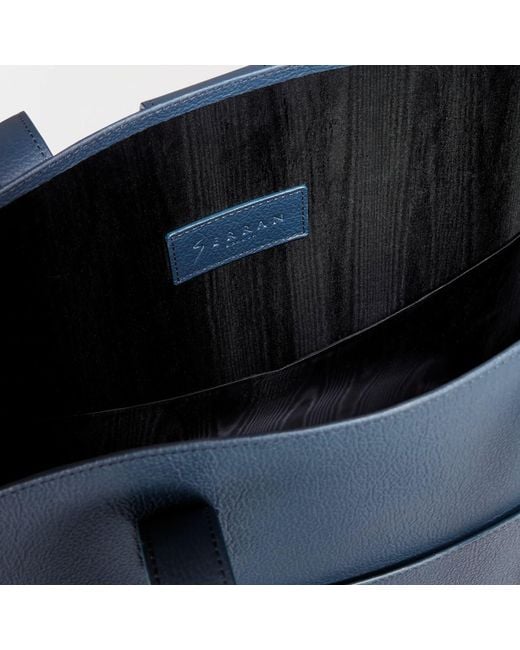 SEREN LONDON Blue Leather Tote Bag for men