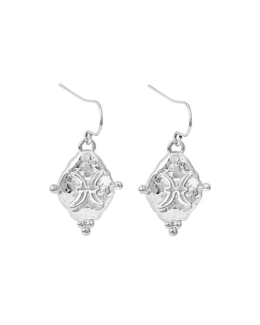 Seven Saints Metallic Pisces Vintage-Style Dangle Earrings, Rhodium Plated