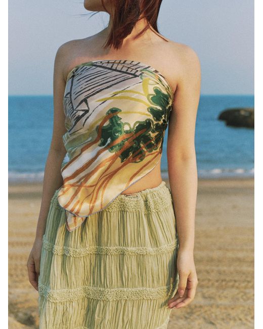 Lost Pattern Green Little Dix Bay Large Silk Scarf