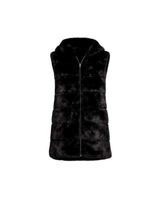 Tantra Spain Sl Black Fur Vest With Hood & Zipper Closure