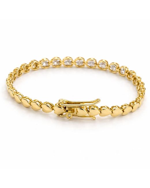 Pearl Code Metallic Celine Big Heart Tennis Bracelet With Cubic Zirconia, -Plated