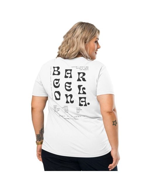 Anchor and Crew White Gustatory Barcelona Coffee Scene Organic Cotton Embroidered T-Shirt