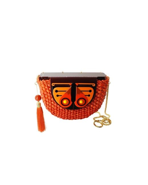 Gissa Bicalho Red Handmade Acrylic Bag Haf Moon Butterfly