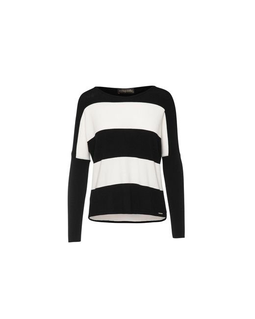 Conquista Black Striped Sweater