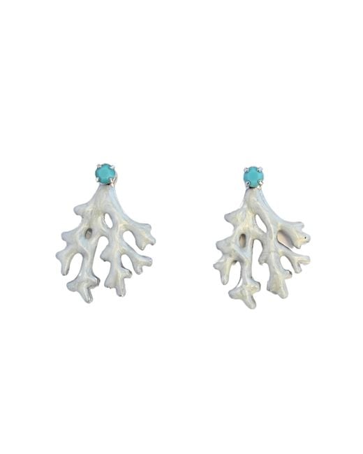 The Pink Reef Blue Mini Coral Earring In Pearl