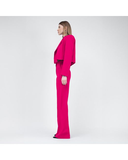 BLUZAT Pink Fuchsia Straight-cut Trousers With Stripe Detail