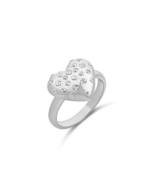 SHYMI White Scattered Stone Puffy Heart Ring