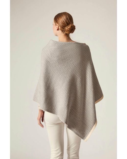James Lakeland Gray Chevron Button Poncho