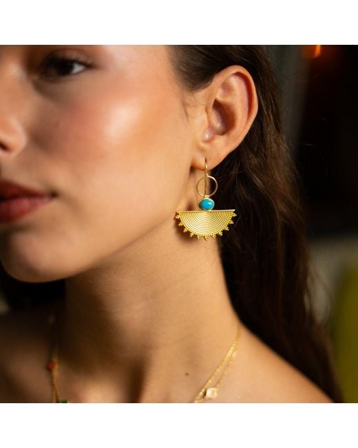 Ebru Jewelry Metallic Cleopatra Sunburst Earrings