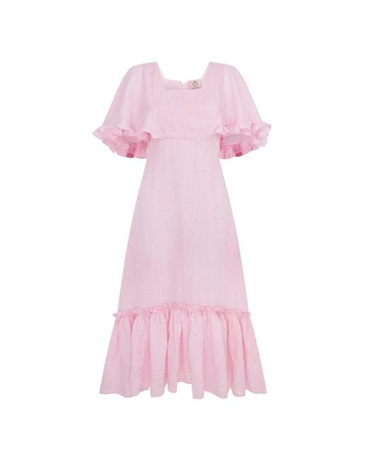 Lisa The Label Pink La La Lady Venetian Dress Organic Linen