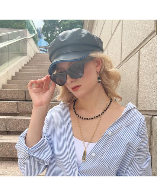 Farra Brown Obsidian And Chain With Pendant Double Layers Necklace