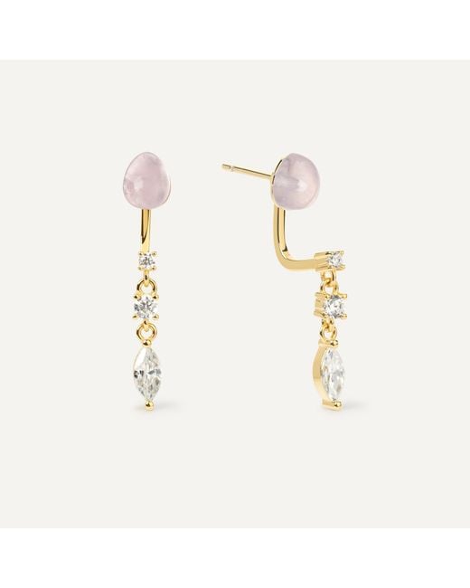 Freqnc Atelier Metallic Serpent Earrings Moonstone Ear Jackets