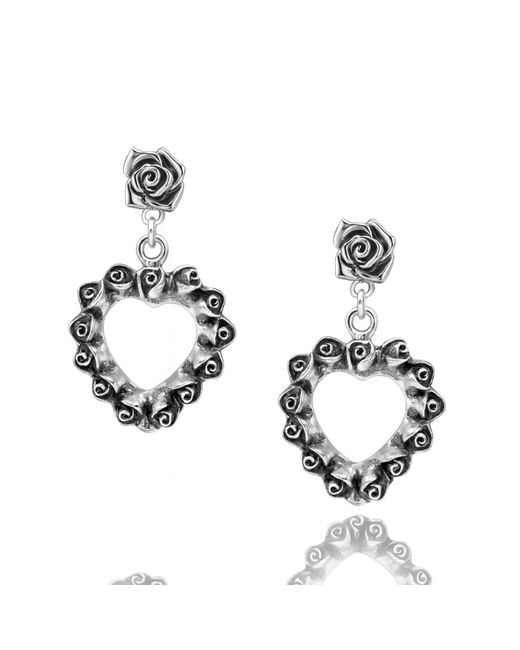 Unaloe Metallic Loveyou Sterling Heart Rose Drop Earrings – Earrings For – Jewelry For