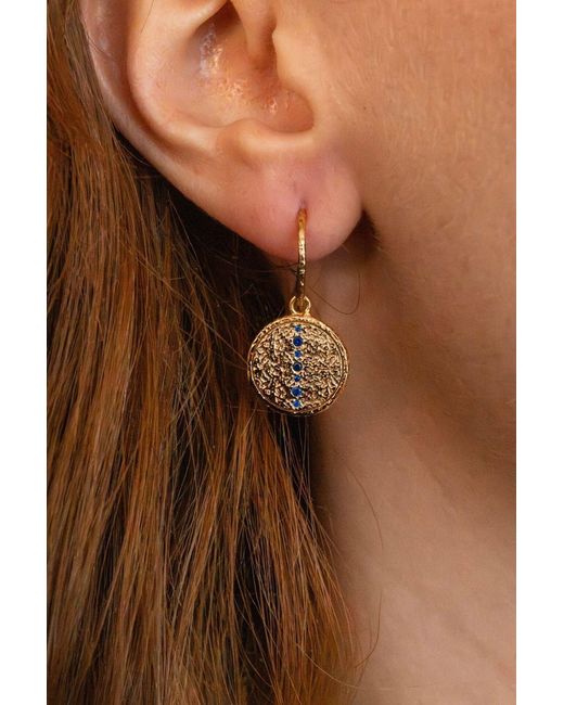 Claire Hill Designs Metallic Sapphire Coin Pendant Earrings
