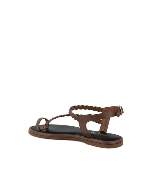 Rag & Co Brown Stallone Tan Braided Flat Sandals By Rag & Co