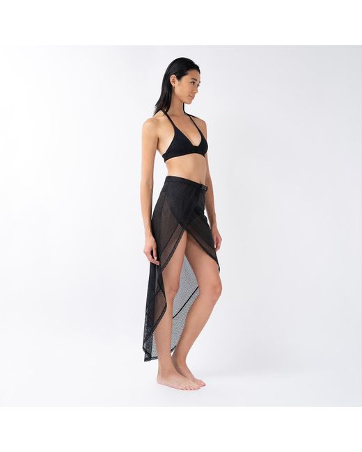 Kim Foley Black Drama Sarong Beach Cover-Up Athletic Wrap Skirt
