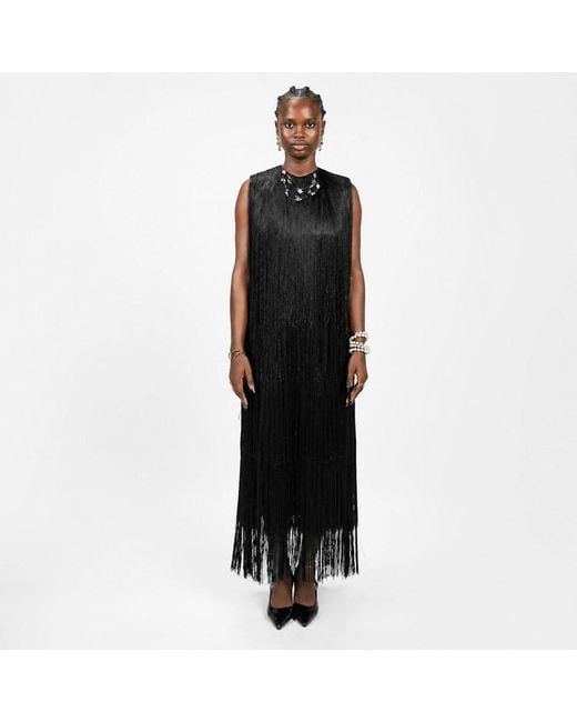 Chuks Collins Blue Ajah New Collection Drop-Hand-Layered Fringe Mesh Dress