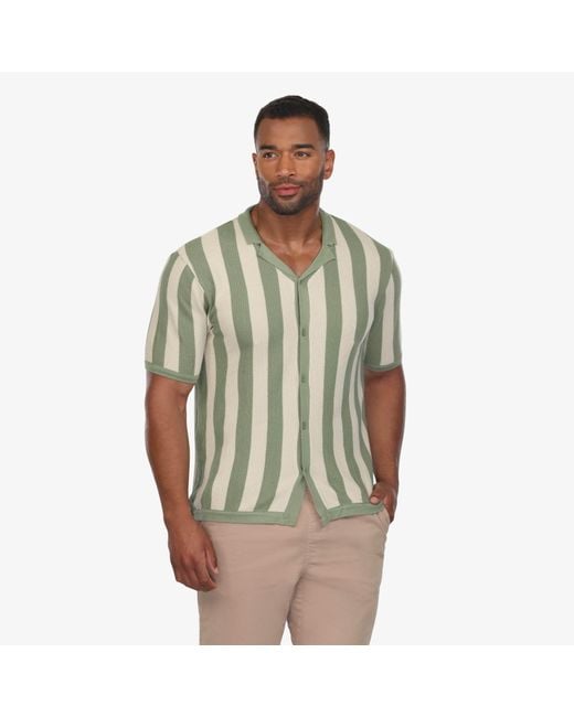 Vustra Multicolor Retro Striped Knit Camp Shirt for men