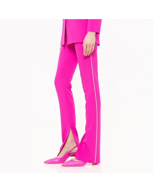Nissa Pink Embellished High-waisted Pants