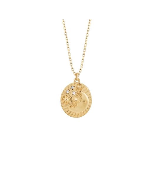 Spero London Metallic Moon Embossed Silhouette Sterling Medal Necklace