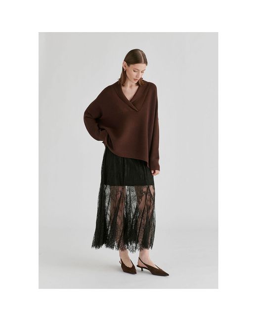 Paisie Black Two-Piece Lace Skirt With Godet Paneling