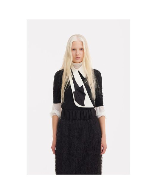 Julia Allert Black Detachable Shirt Collar With Sculptural Tie
