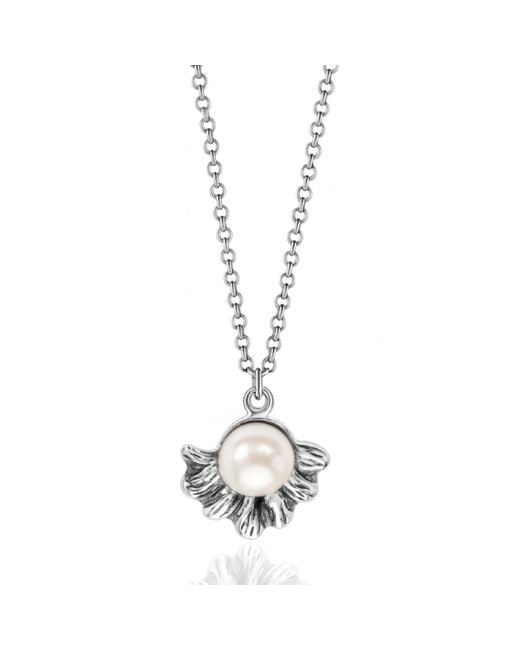 Unaloe Metallic Sterling Seashell Necklace With Natural Pearl – Ocean Inspired Coastal Jewellery For