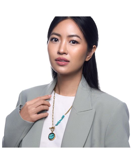 My Little Nature Blue Necklace With Beaded Plated Chain – Handmade Gemstone Jewelry