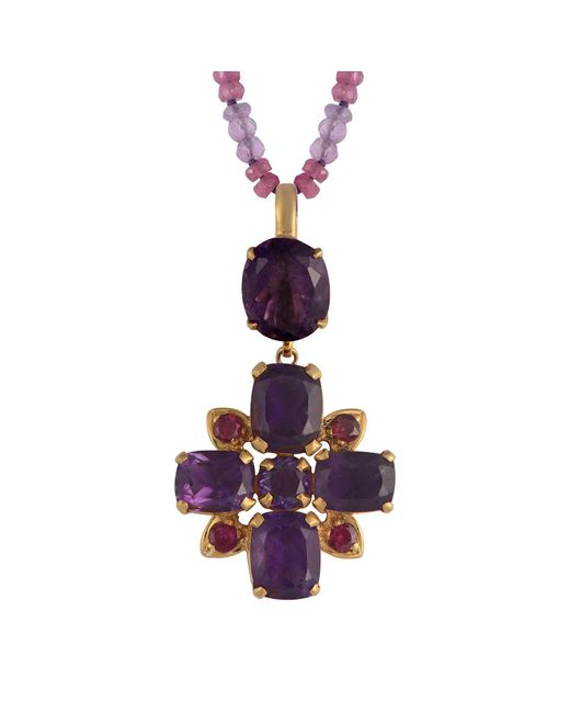 Emma Chapman Jewels Purple Bathsheba Amethyst Ruby Cross Pendant