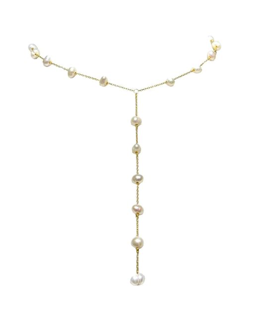 Eyeconic by Samar Ajram Metallic Freshwater Pearl & Chain Lariat Necklace