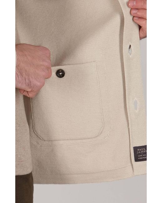 Paul James Knitwear Natural Neutrals Midweight Cotton Benjamin Work Shirt for men