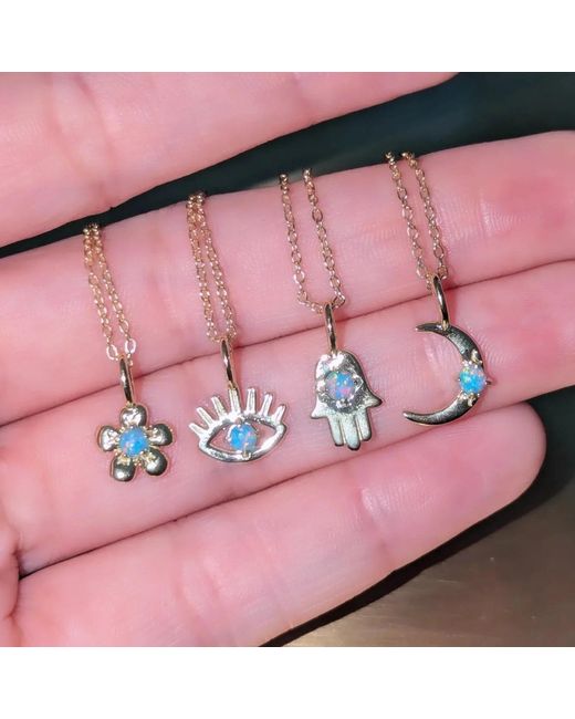 KAMARIA Metallic Opal Evil Eye Charm Necklace
