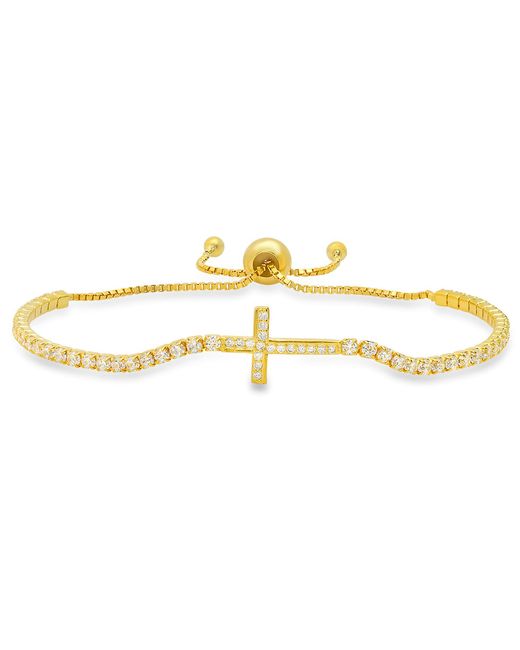 Kylie Harper Metallic Petite Diamond Cz Cross Adjustable Bracelet