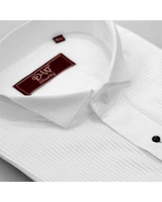 DAVID WEJ White Ashton Wing Collar Double Cuff Dress Shirt – for men