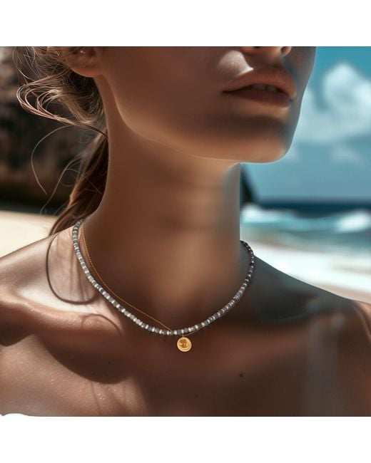 Bombyx House Metallic Tanzanite Pearl Alternating Necklace