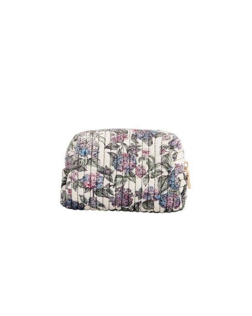 Fable England White Neutrals Hydrangea Small Quilted Makeup Bag & Hydrangea Square Scarf Set